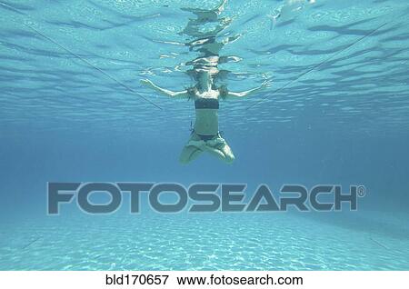 Underwater view of woman swimming in ocean View Large Photo Image Stock Photo - Underwater view of woman swimming in ocean. Fotosearch