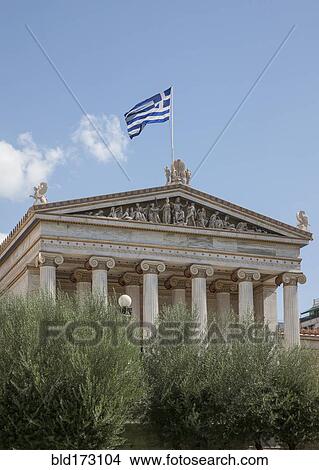 Picture - Academy building under blue sky, Athens, Greece. Fotosearch