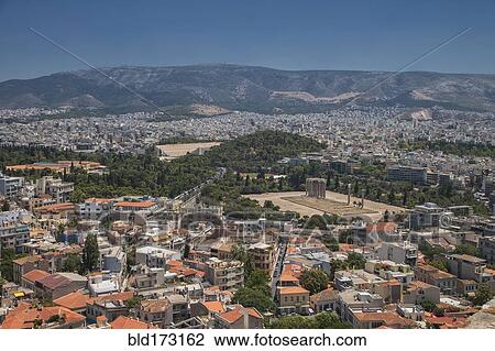 Aerial view of Athens cityscape, Attica, Greece View Large Photo Image Stock Image - Aerial view of Athens cityscape, Attica, Greece. Fotosearch
