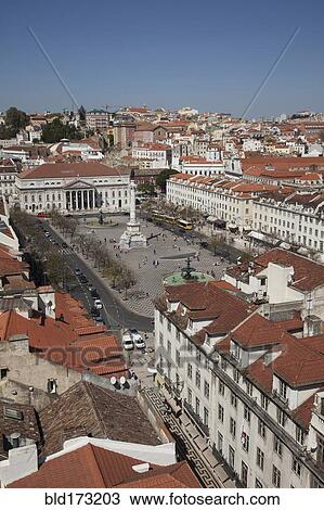 Aerial view of Lisbon cityscape, Extremadura, Portugal View Large Photo Image Stock Image - Aerial view of Lisbon cityscape, Extremadura, Portugal. Fotosearch