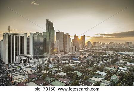Stock Image - Aerial view of Manila cityscape, Manila, Philippines. Fotosearch