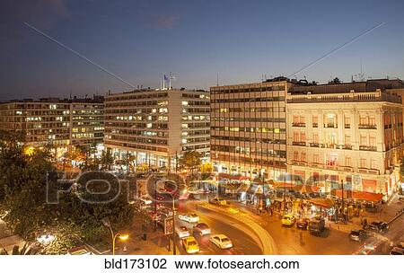 Buildings at Syntagma Square at night, Athens, Greece View Large Photo Image Stock Image - Buildings at Syntagma Square at night, Athens, Greece. Fotosearch