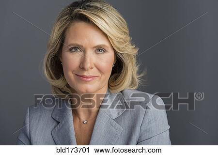Stock Image - Caucasian woman smiling. Fotosearch