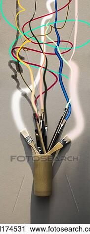 Colors flowing from paintbrushes View Large Photo Image Stock Image - Colors flowing from paintbrushes. Fotosearch
