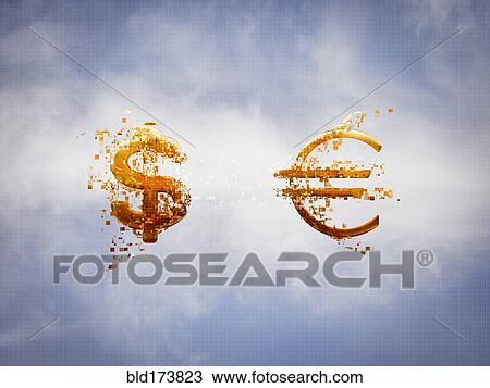 Pixelated dollar and Euro signs in sky View Large Photo Image Stock Image - Pixelated dollar and Euro signs in sky. Fotosearch