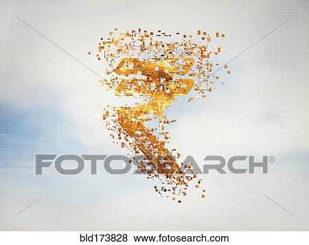 Stock Photo - Pixelated rupee sign in sky. Fotosearch