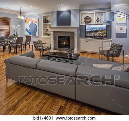 Stock Image - Sofa in modern living room. Fotosearch