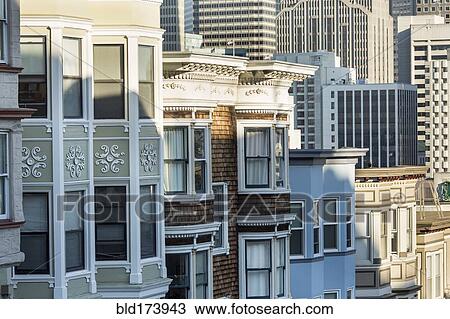 Victorian style homes in San Francisco cityscape, California, United States View Large Photo Image Stock Image - Victorian style homes in San Francisco cityscape, California, United States. Fotosearch