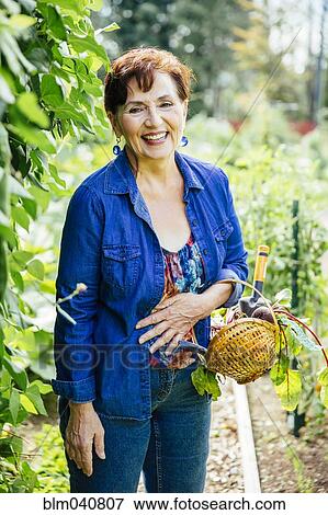 Caucasian woman picking vegetables in garden View Large Photo Image Stock Photo - Caucasian woman picking vegetables in garden. Fotosearch