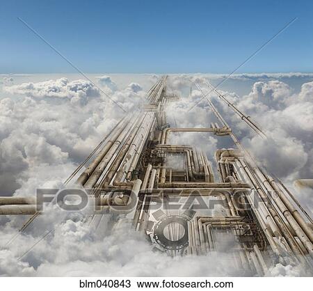 Stock Image - Metal infrastructure in clouds. Fotosearch