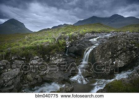 Waterfall over rocks in rural landscape View Large Photo Image Stock Photography - Waterfall over rocks in rural landscape. Fotosearch
