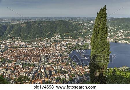 Stock Photo - Aerial view of Lake Como and Como cityscape, Italy. Fotosearch