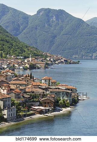 Aerial view of Lake Como and Tremezzo waterfront, Italy View Large Photo Image Stock Photo - Aerial view of Lake Como and Tremezzo waterfront, Italy. Fotosearch