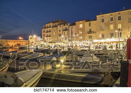 Picture - Boats docked in St Tropez marina, Provence, France. Fotosearch