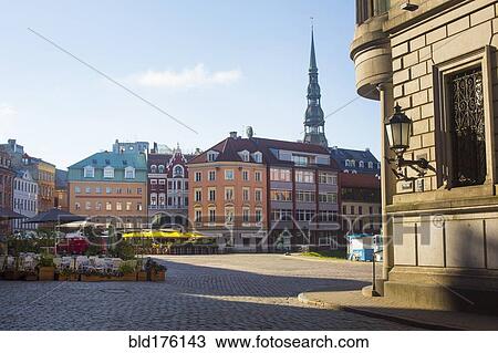 Stock Image - Buildings in Riga city center, Latvia. Fotosearch