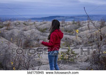 Stock Photography - Caucasian girl admiring scenic view. Fotosearch