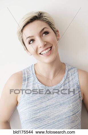 Picture - Caucasian woman smiling. Fotosearch