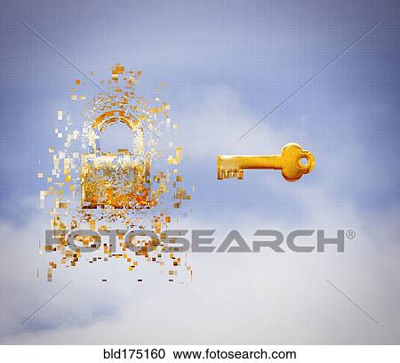 Key and pixelated padlock in sky View Large Photo Image Stock Image - Key and pixelated padlock in sky. Fotosearch
