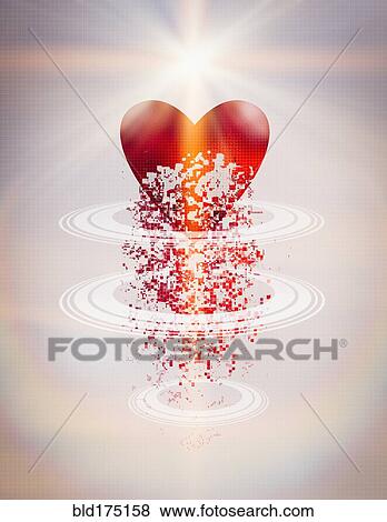 Stock Photo - Pixelated heart in circular rings. Fotosearch