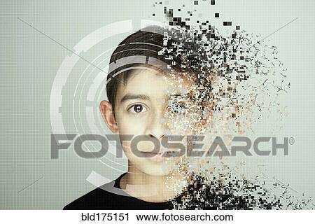 Pixelated mixed race boy looking at camera View Large Photo Image Stock Image - Pixelated mixed race boy looking at camera. Fotosearch
