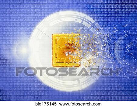 Stock Photography - Pixelated safe in sky. Fotosearch