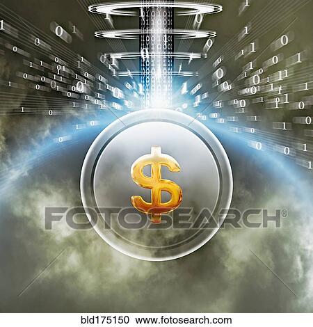 Stock Image - Protected dollar sign and binary code. Fotosearch