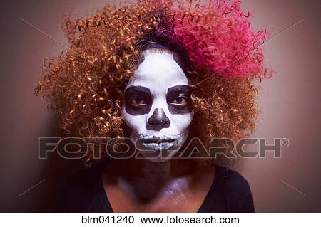 Black woman wearing skull makeup View Large Photo Image Stock Image - Black woman wearing skull makeup. Fotosearch