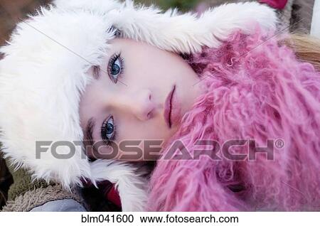 Caucasian teenage girl wearing fuzzy hat View Large Photo Image Stock Image - Caucasian teenage girl wearing fuzzy hat. Fotosearch
