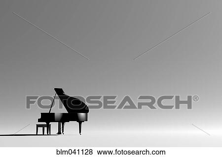 Grand piano and bench in empty room View Large Photo Image Stock Photo - Grand piano and bench in empty room. Fotosearch