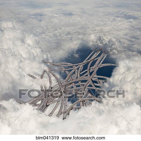 Stock Photo - Highway overpass connections in clouds. Fotosearch