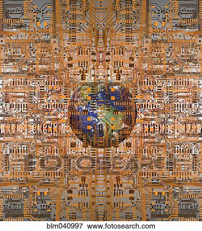 Microchips and earth sphere View Large Photo Image Stock Photo - Microchips and earth sphere. Fotosearch