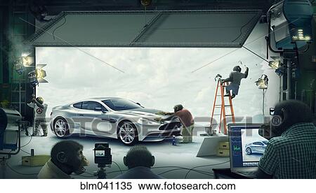 Monkeys doing photo shoot with sports car View Large Photo Image Stock Photography - Monkeys doing photo shoot with sports car. Fotosearch