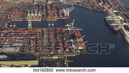 Aerial view of harbor and industrial docks View Large Photo Image Stock Image - Aerial view of harbor and industrial docks. Fotosearch