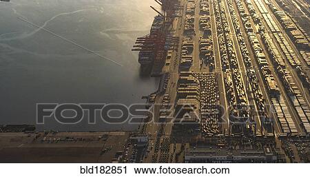 Aerial view of harbor and industrial docks View Large Photo Image Stock Image - Aerial view of harbor and industrial docks. Fotosearch