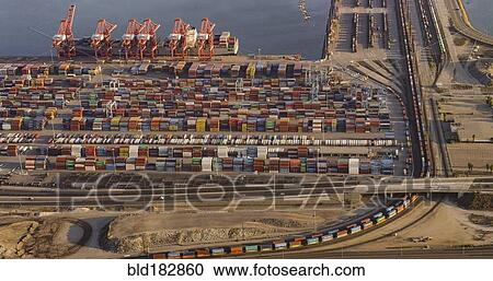 Aerial view of harbor and industrial docks View Large Photo Image Stock Image - Aerial view of harbor and industrial docks. Fotosearch