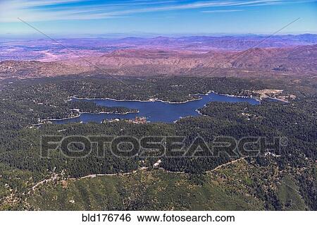 Stock Photograph - Aerial view of Lake Arrowhead, California, United States. Fotosearch
