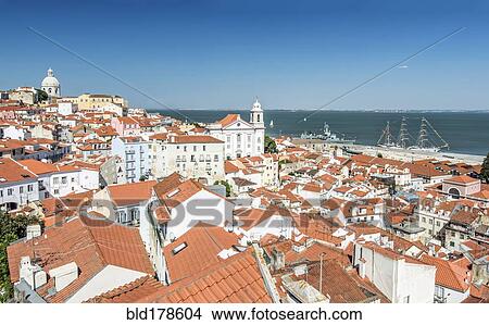 Picture - Aerial view of Lisbon cityscape, Lisbon, Portugal. Fotosearch