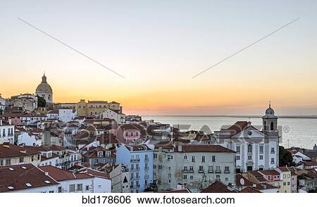 Stock Photograph - Aerial view of Lisbon cityscape, Lisbon, Portugal. Fotosearch