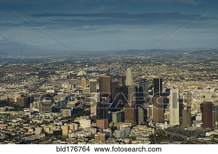 Picture - Aerial view of Los Angeles cityscape, California, United States. Fotosearch
