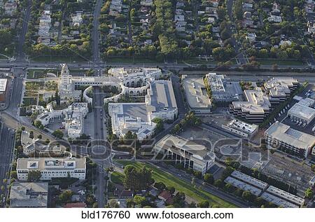 Stock Image - Aerial view of neighborhoods in cityscape. Fotosearch