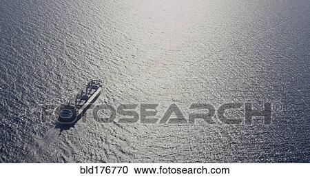 Aerial view of shipping barge in ocean View Large Photo Image Stock Image - Aerial view of shipping barge in ocean. Fotosearch