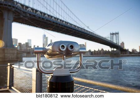 Stock Image - "Binoculars at Brooklyn Bridge, New York City, New York, United States". Fotosearch