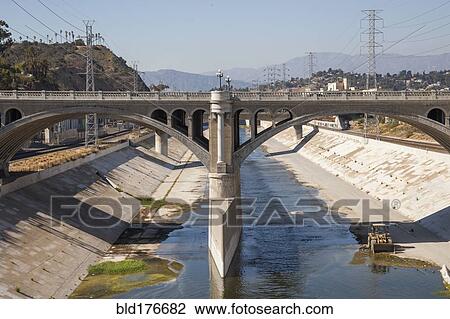 Bridge over urban aqueduct of Los Angeles River, Los Angeles, California, United States View Large Photo Image Stock Image - Bridge over urban aqueduct of Los Angeles River, Los Angeles, California, United States. Fotosearch