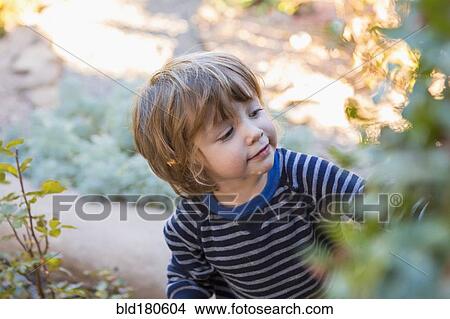 Caucasian boy playing in garden View Large Photo Image Picture - Caucasian boy playing in garden. Fotosearch