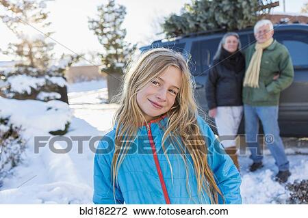 Caucasian girl smiling in snow View Large Photo Image Stock Image - Caucasian girl smiling in snow. Fotosearch