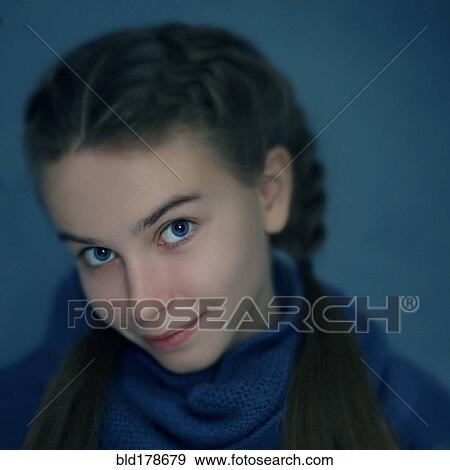 Stock Photo - Caucasian teenage girl smiling. Fotosearch