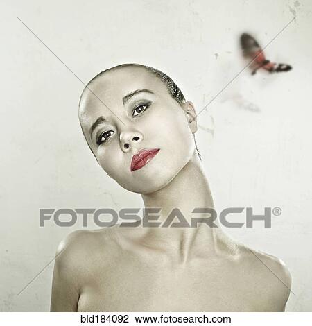 Stock Image - Caucasian woman bending her neck. Fotosearch
