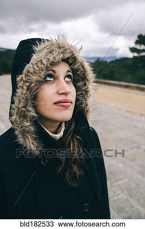 Caucasian woman looking upward View Large Photo Image Stock Image - Caucasian woman looking upward. Fotosearch