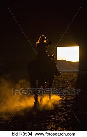 Caucasian woman riding horse in barn View Large Photo Image Picture - Caucasian woman riding horse in barn. Fotosearch
