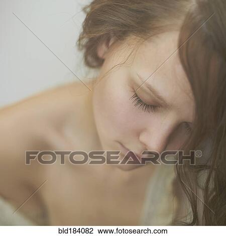 Caucasian woman with eyes closed View Large Photo Image Stock Image - Caucasian woman with eyes closed. Fotosearch